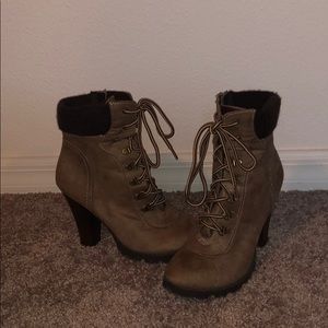 Combat booties heels